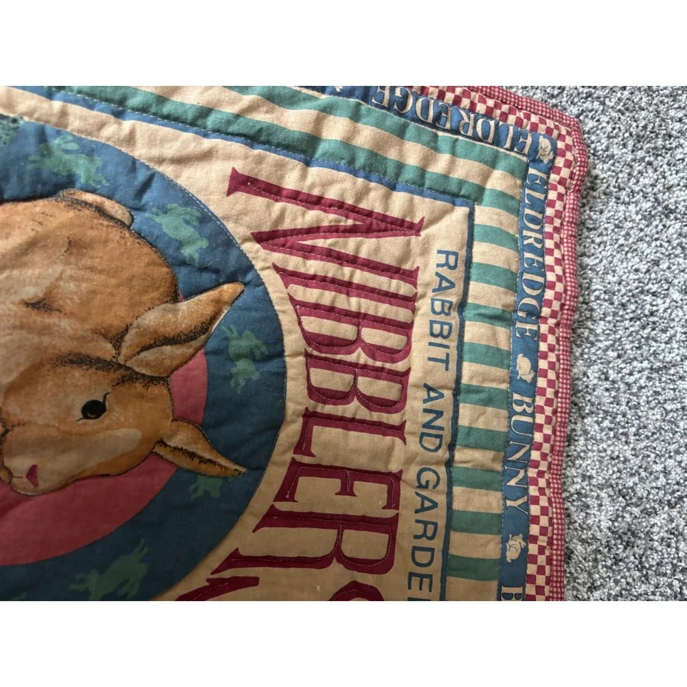 Vintage Eldredge Bunny Booster Rabbit Garden Nibblers Quilted Wall Hanging 16x14